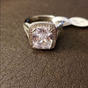 Ring for women big Stone Sterling Silver 14K Plated